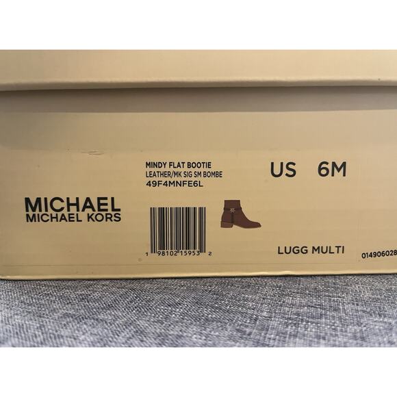 MICHAEL KORS “MINDY” FLAT LEATHER BOOT W SIGNATURE LOGO COGNAC SZ 6 MSRP$398 - Picture 10 of 10